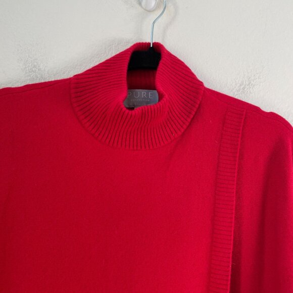 Pure Collection Womens 6 Red 100% Cashmere Turtleneck Sweater Long Sleeve Boxy - Picture 9 of 12
